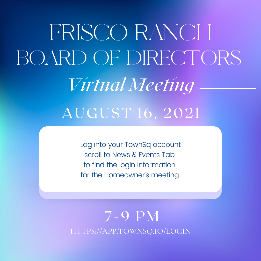 Frisco Ranch Board of Directors Meeting